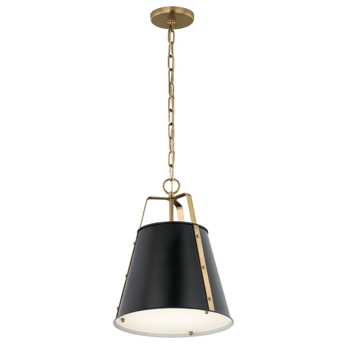 Kichler Etcher 17in 1-Light Pendant | Black Steel and Clear Satin Etched Glass | Kitchen Island | H 17 in | Model 52710BK