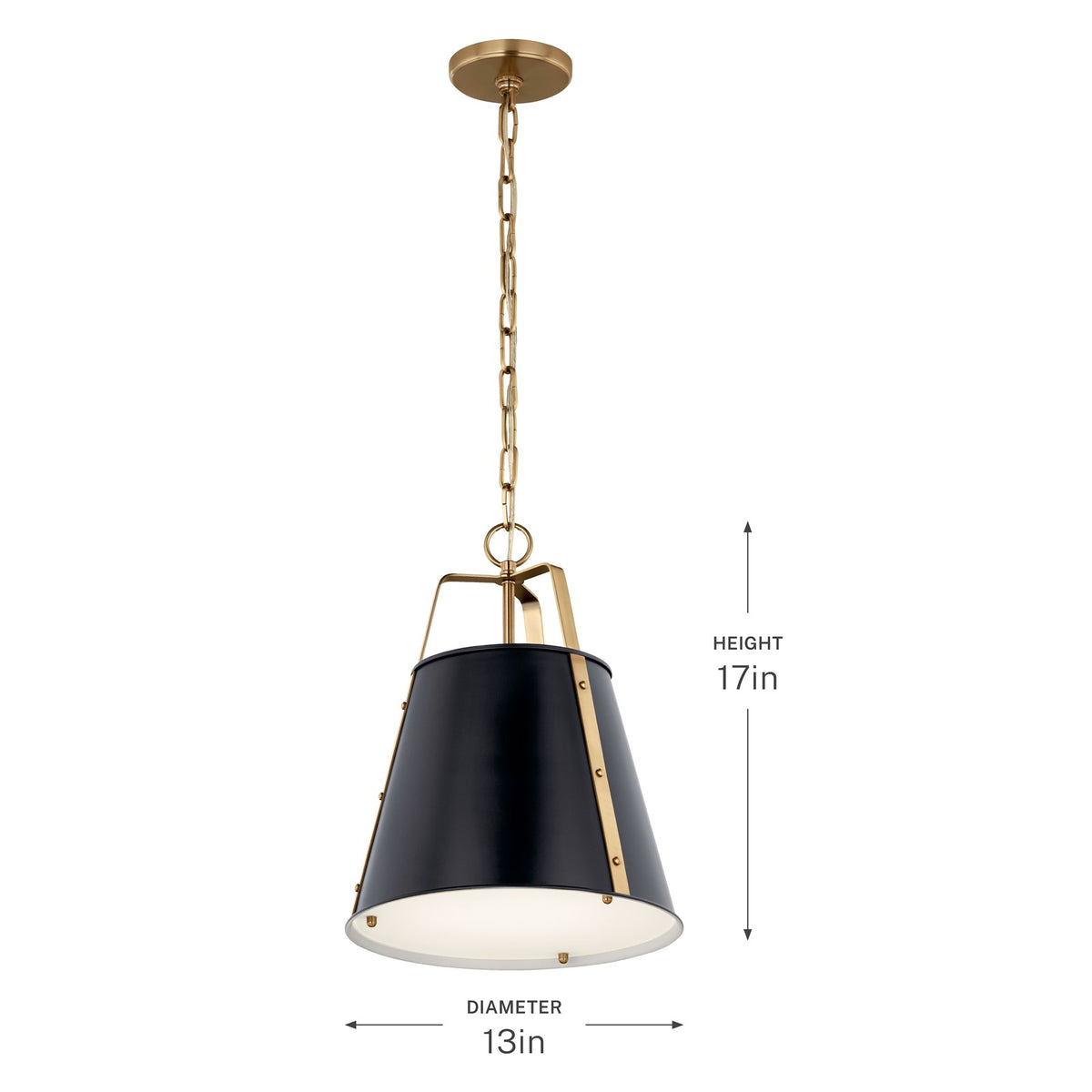 Kichler Etcher 17in 1-Light Pendant | Black Steel and Clear Satin Etched Glass | Kitchen Island | H 17 in | Model 52710BK