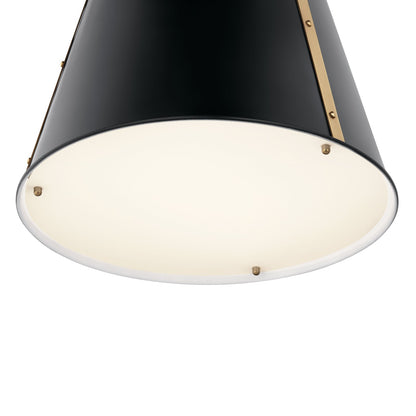 Kichler Etcher 17in 1-Light Pendant | Black Steel and Clear Satin Etched Glass | Kitchen Island | H 17 in | Model 52710BK