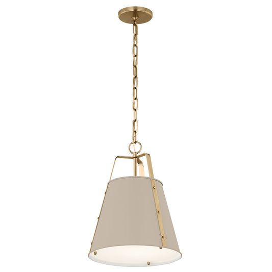 Kichler Etcher 17in 1-Light Pendant | Traditional Greige Steel and Clear Satin Etched Glass | Kitchen Island & Dining Room | 17 x 12.25 in | Model 52710GRG