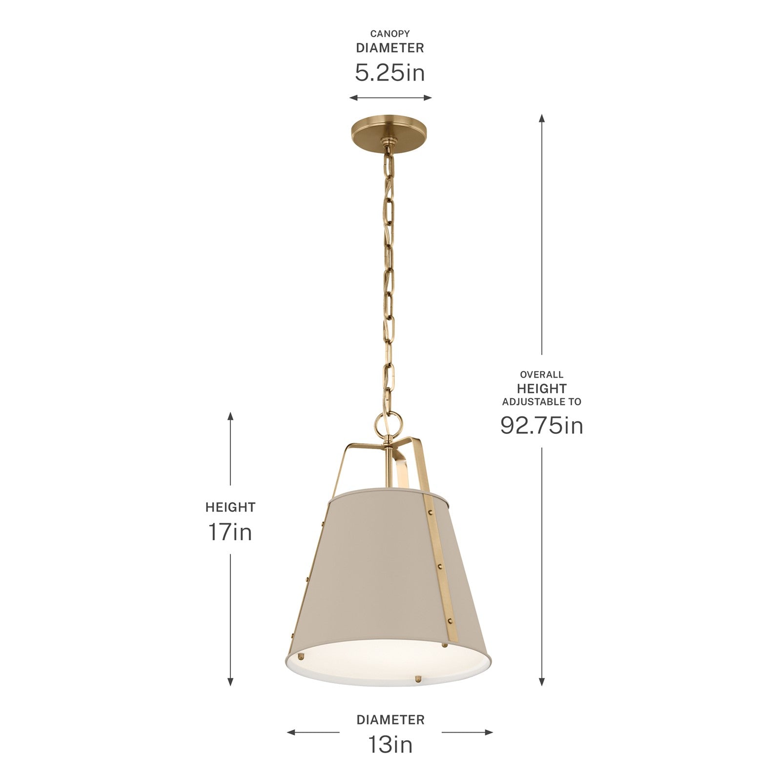 Kichler Etcher 17in 1-Light Pendant | Traditional Greige Steel and Clear Satin Etched Glass | Kitchen Island & Dining Room | 17 x 12.25 in | Model 52710GRG