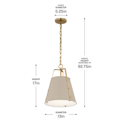 Kichler Etcher 17in 1-Light Pendant | Traditional Greige Steel and Clear Satin Etched Glass | Kitchen Island & Dining Room | 17 x 12.25 in | Model 52710GRG