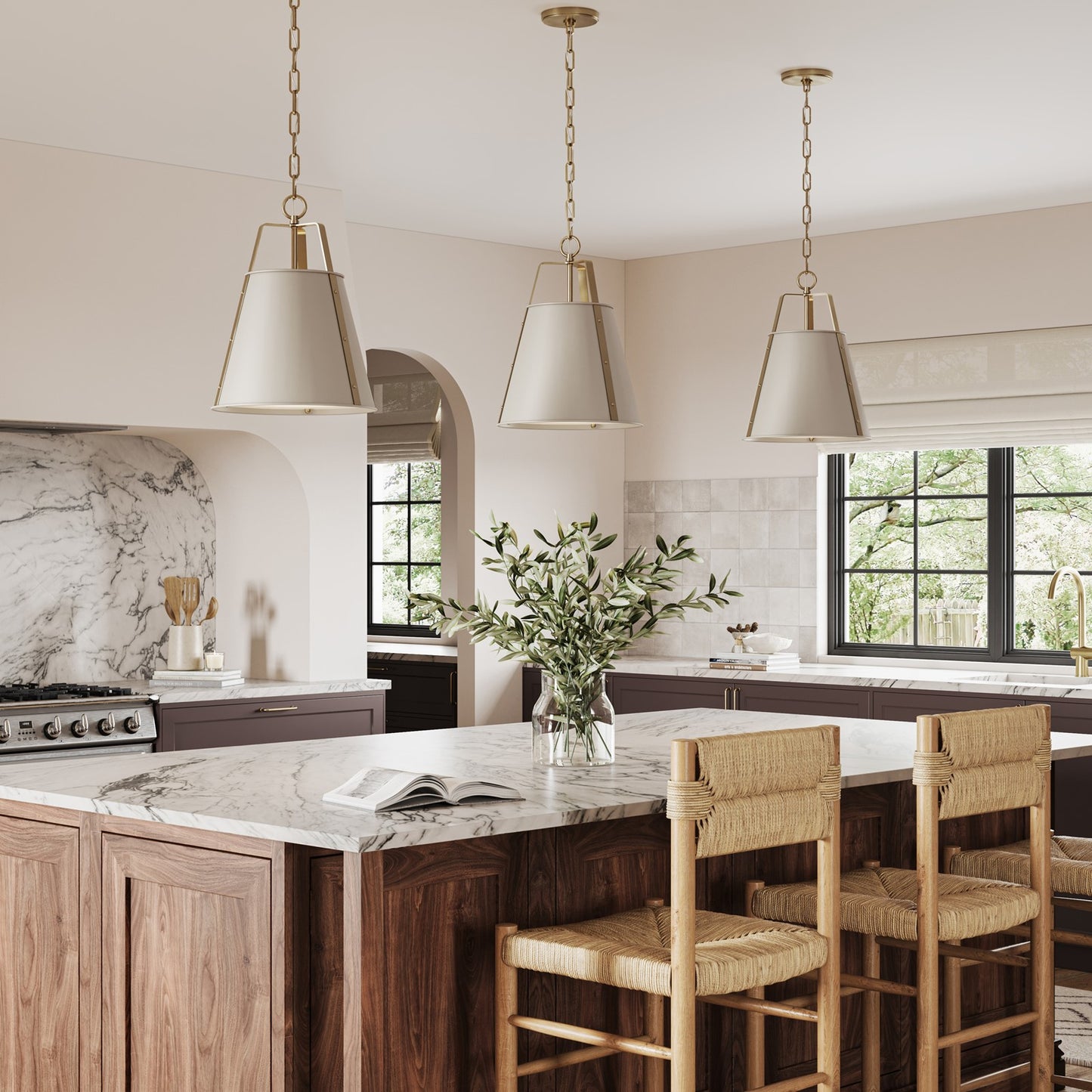 Kichler Etcher 17in 1-Light Pendant | Traditional Greige Steel and Clear Satin Etched Glass | Kitchen Island & Dining Room | 17 x 12.25 in | Model 52710GRG