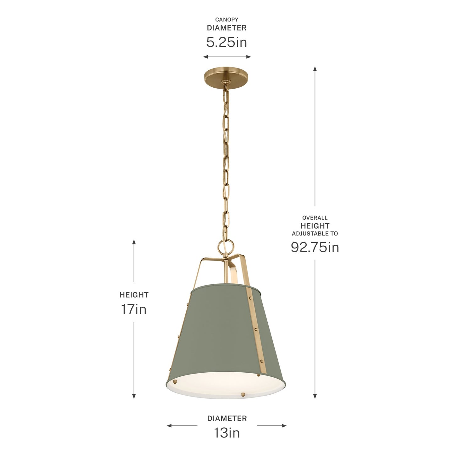 Kichler Etcher 17in 1-Light Pendant | Traditional Heritage Green Steel and Clear Satin Etched Glass | Kitchen Island & Dining Room | 17 x 12.25 in | Model 52710HGN