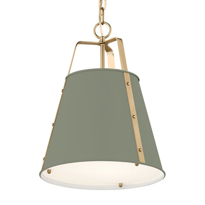 Kichler Etcher 17in 1-Light Pendant | Traditional Heritage Green Steel and Clear Satin Etched Glass | Kitchen Island & Dining Room | 17 x 12.25 in | Model 52710HGN