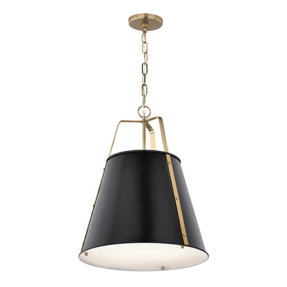 Kichler Etcher 17in 2-Light Cone Pendant | Traditional Black Steel & Clear Satin Glass | Kitchen Island & Dining Room | 22.5in H | Model 52711BK