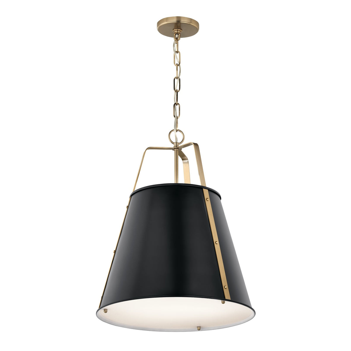 Kichler Etcher 17in 2-Light Cone Pendant | Traditional Black Steel & Clear Satin Glass | Kitchen Island & Dining Room | 22.5in H | Model 52711BK