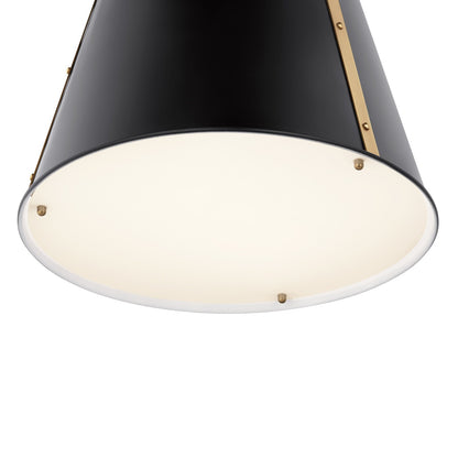 Kichler Etcher 17in 2-Light Cone Pendant | Traditional Black Steel & Clear Satin Glass | Kitchen Island & Dining Room | 22.5in H | Model 52711BK