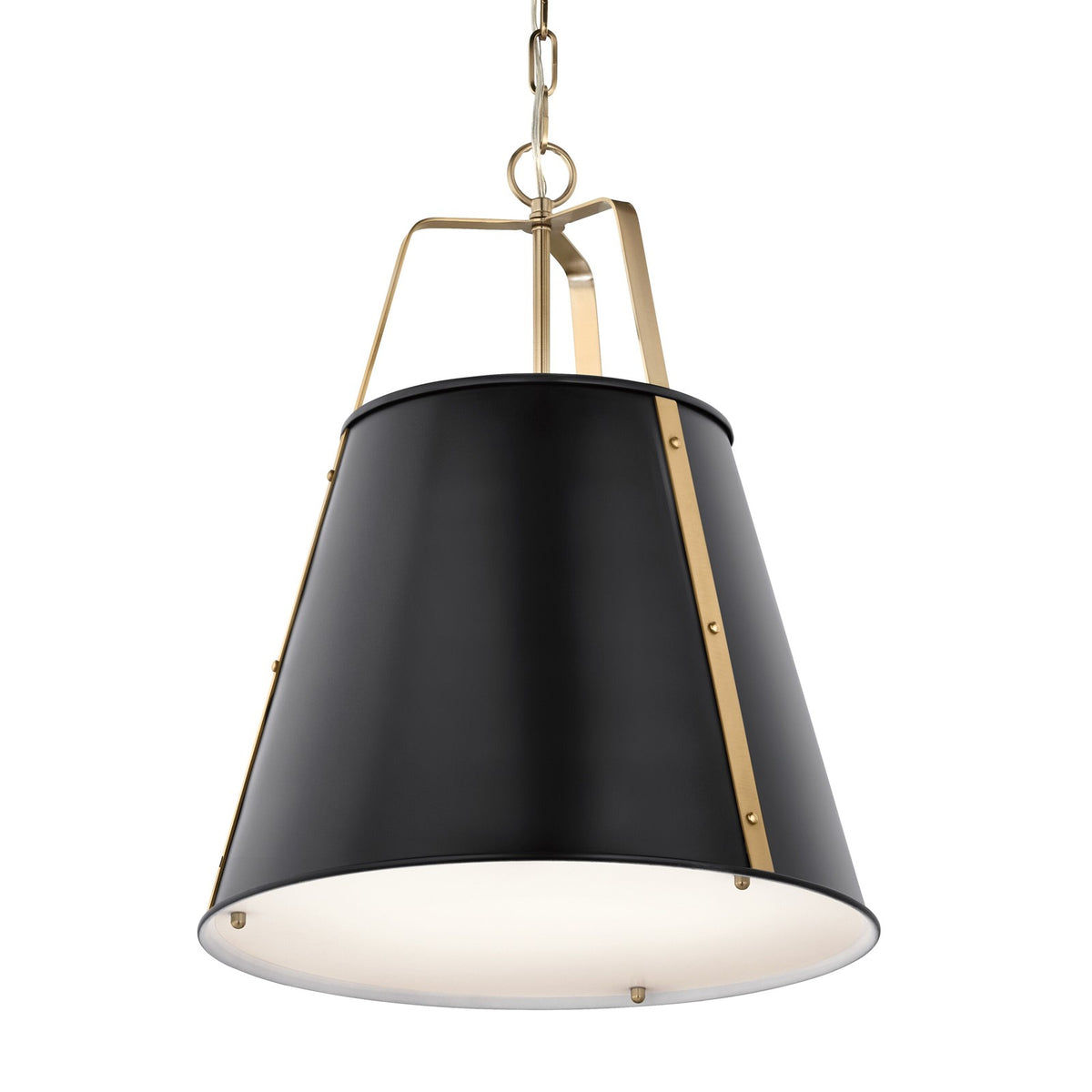 Kichler Etcher 17in 2-Light Cone Pendant | Traditional Black Steel & Clear Satin Glass | Kitchen Island & Dining Room | 22.5in H | Model 52711BK