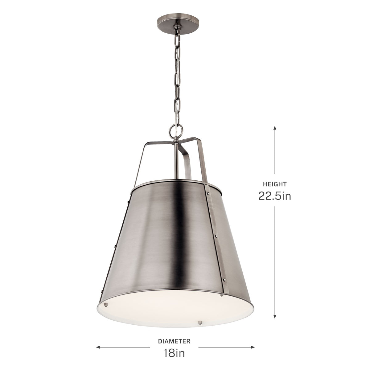 Kichler Etcher 22in 2-Light Cone Pendant | Classic Pewter and Clear Satin Etched Glass | Kitchen Island & Dining Room | 22 in H | Model 52711CLP