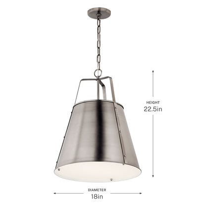 Kichler Etcher 22in 2-Light Cone Pendant | Classic Pewter and Clear Satin Etched Glass | Kitchen Island & Dining Room | 22 in H | Model 52711CLP