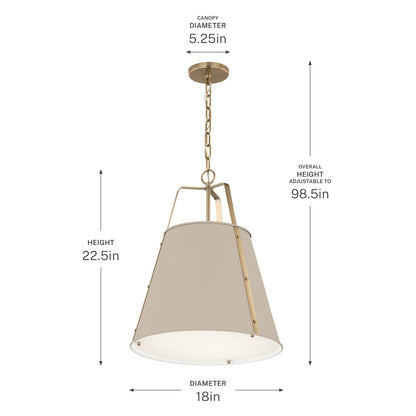 Kichler Etcher 22.5in 2-Light Pendant | Traditional Greige Steel and Clear Satin Etched Glass | Kitchen Island & Dining Room | 22.5 x 17 in | Model 52711GRG