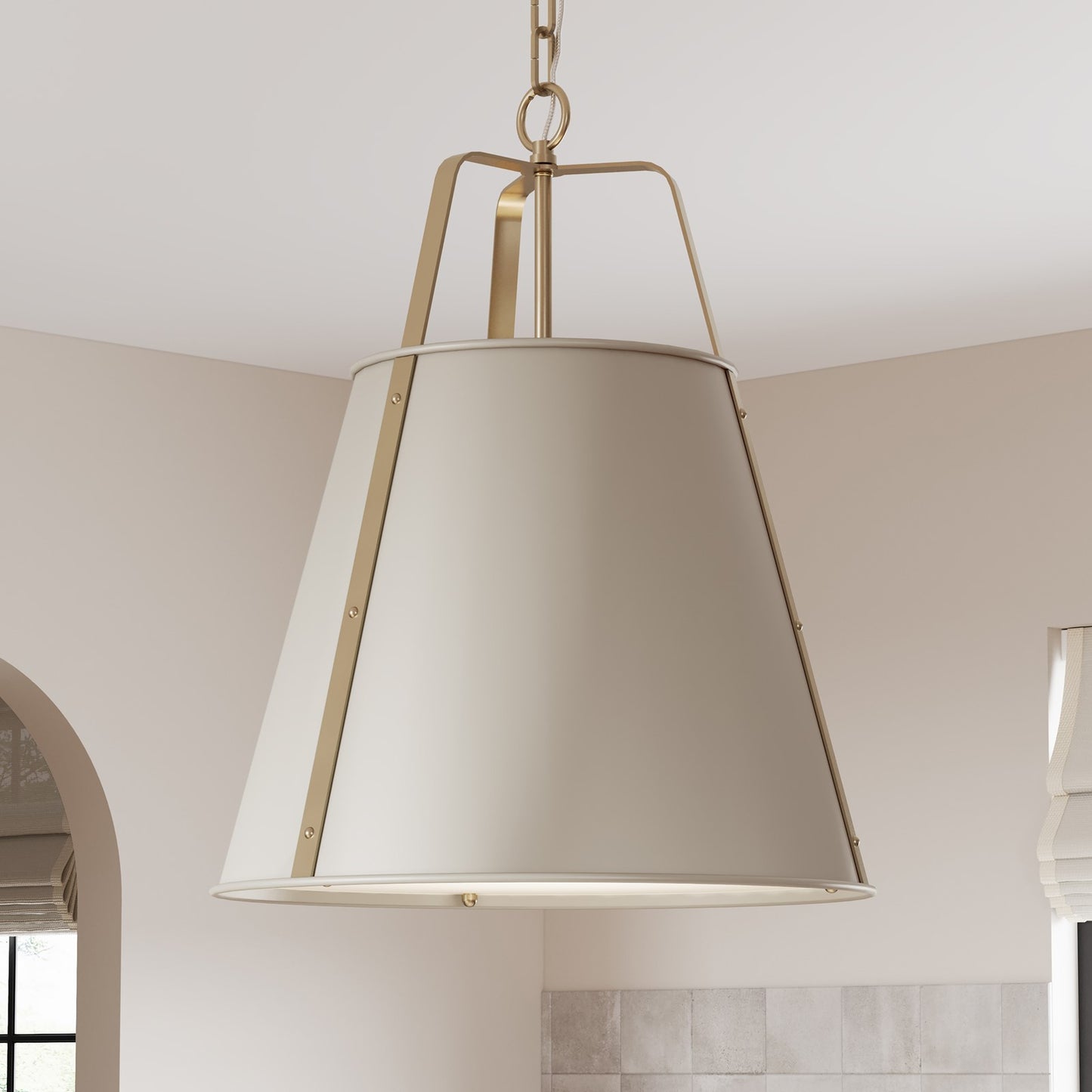 Kichler Etcher 22.5in 2-Light Pendant | Traditional Greige Steel and Clear Satin Etched Glass | Kitchen Island & Dining Room | 22.5 x 17 in | Model 52711GRG