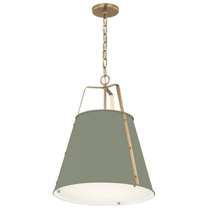 Kichler Etcher 22.5in 2-Light Pendant | Traditional Heritage Green Steel and Clear Satin Etched Glass | Kitchen Island & Dining Room | 22.5 x 17 in | Model 52711HGN