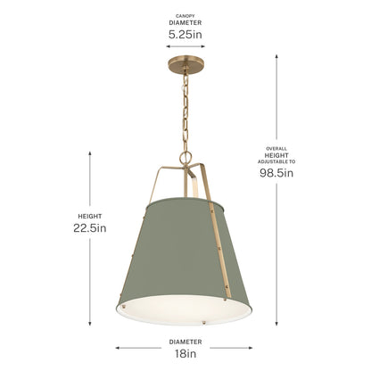 Kichler Etcher 22.5in 2-Light Pendant | Traditional Heritage Green Steel and Clear Satin Etched Glass | Kitchen Island & Dining Room | 22.5 x 17 in | Model 52711HGN