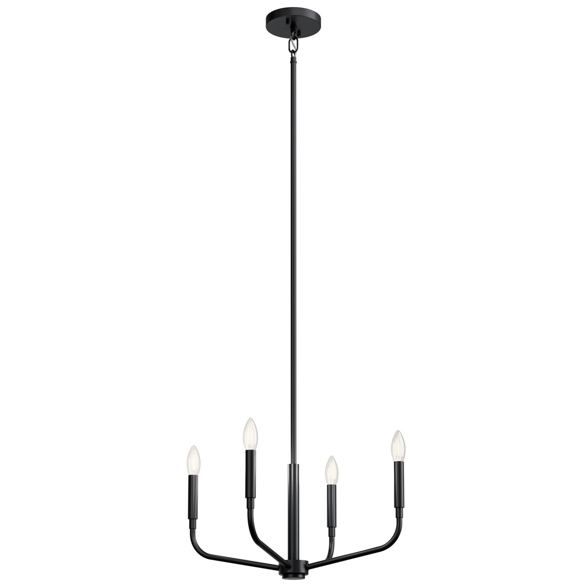 Kichler Madden 4-Light Chandelier | Modern Black Steel | Living Room & Dining Room | 16.75in H, Dimmable | Model 52716BK
