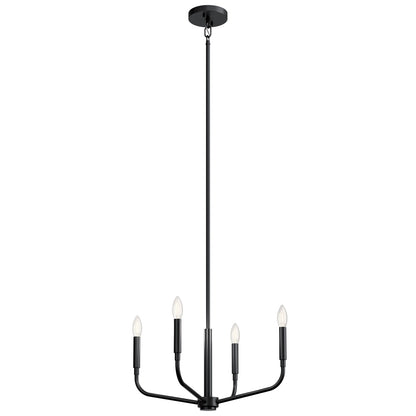 Kichler Madden 4-Light Chandelier | Modern Black Steel | Living Room & Dining Room | 16.75in H, Dimmable | Model 52716BK