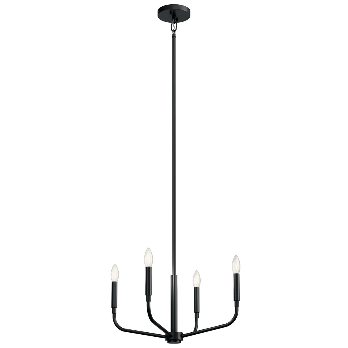 Kichler Madden 4-Light Chandelier | Modern Black Steel | Living Room & Dining Room | 16.75in H, Dimmable | Model 52716BK