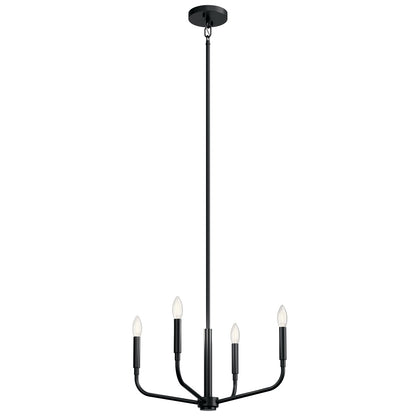 Kichler Madden 4-Light Chandelier | Modern Black Steel | Living Room & Dining Room | 16.75in H, Dimmable | Model 52716BK