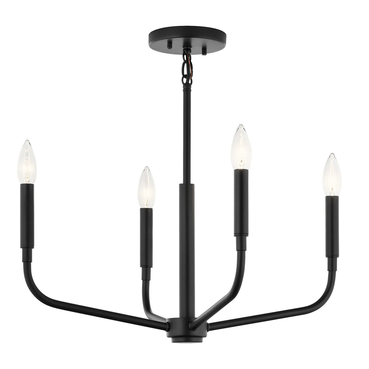 Kichler Madden 4-Light Chandelier | Modern Black Steel | Living Room & Dining Room | 16.75in H, Dimmable | Model 52716BK