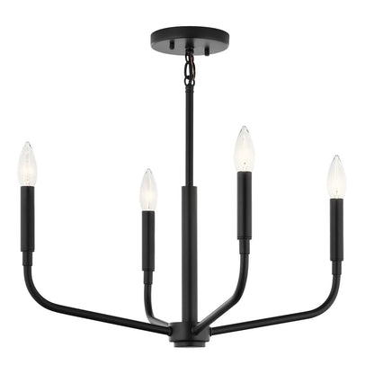 Kichler Madden 4-Light Chandelier | Modern Black Steel | Living Room & Dining Room | 16.75in H, Dimmable | Model 52716BK
