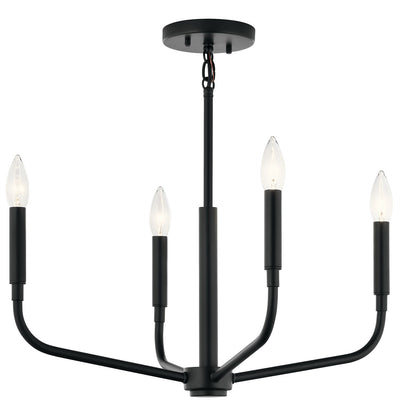 Kichler Madden 4-Light Chandelier | Modern Black Steel | Living Room & Dining Room | 16.75in H, Dimmable | Model 52716BK