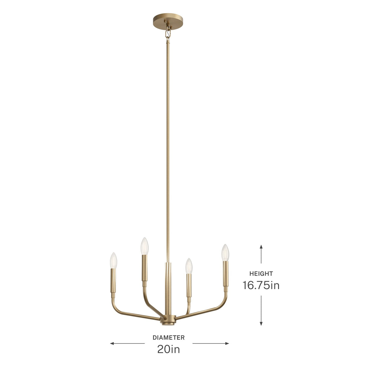 Kichler Madden 4-Light Chandelier | Soft Modern Champagne Bronze Steel | Dining Room & Living Room | 16.75 in H | Model 52716CPZ