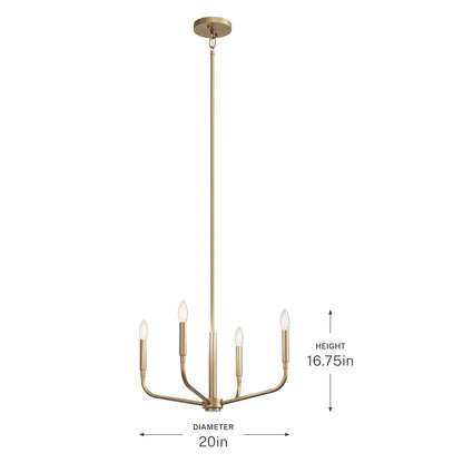 Kichler Madden 4-Light Chandelier | Soft Modern Champagne Bronze Steel | Dining Room & Living Room | 16.75 in H | Model 52716CPZ
