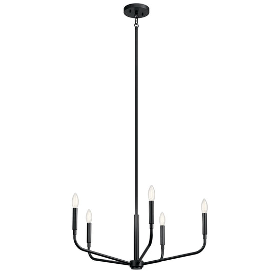 Kichler Madden 17in 5-Light Chandelier | Modern Black Steel | Dining Room & Living Room | 17 in H, Dimmable | Model 52717BK