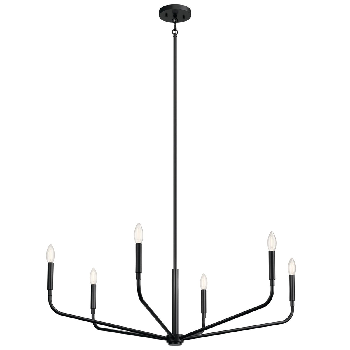 Kichler Madden 18in 6-Light Chandelier | Soft Modern Black Steel | Dining Room & Living Room | 18 in H | Model 52719BK