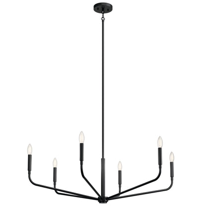 Kichler Madden 18in 6-Light Chandelier | Soft Modern Black Steel | Dining Room & Living Room | 18 in H | Model 52719BK