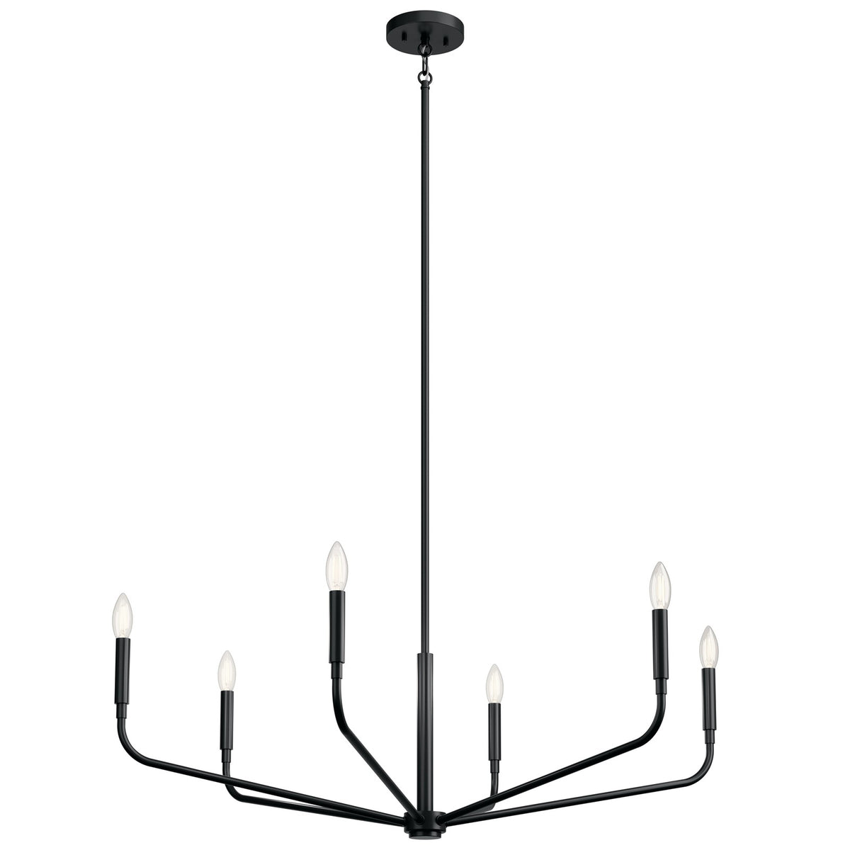 Kichler Madden 18in 6-Light Chandelier | Soft Modern Black Steel | Dining Room & Living Room | 18 in H | Model 52719BK