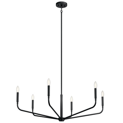 Kichler Madden 18in 6-Light Chandelier | Soft Modern Black Steel | Dining Room & Living Room | 18 in H | Model 52719BK