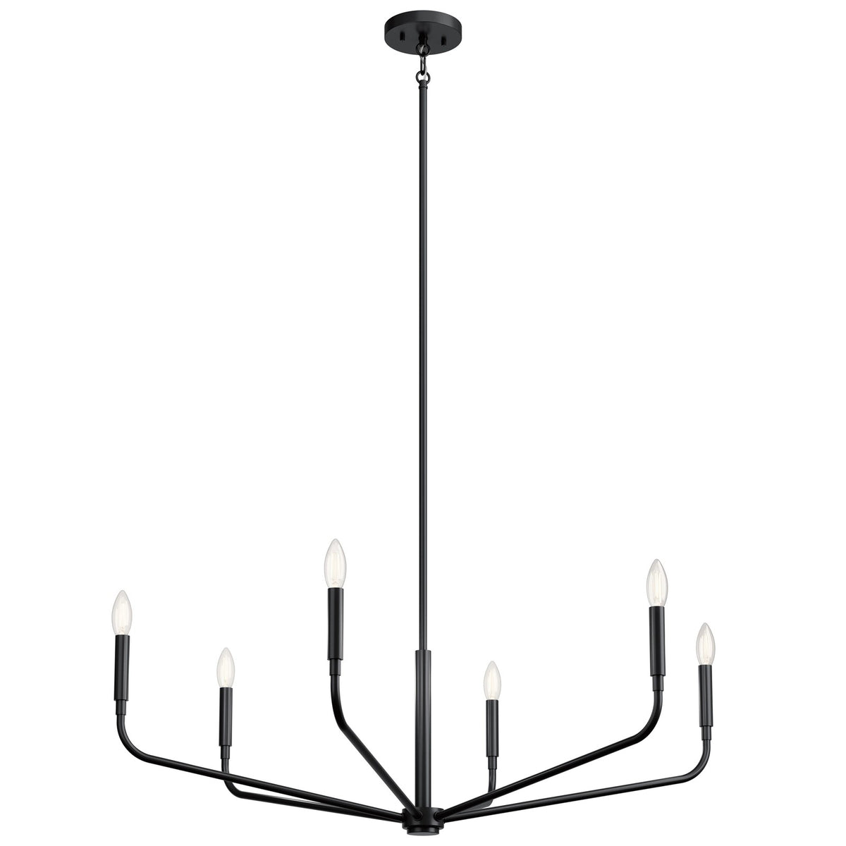 Kichler Madden 18in 6-Light Chandelier | Soft Modern Black Steel | Dining Room & Living Room | 18 in H | Model 52719BK