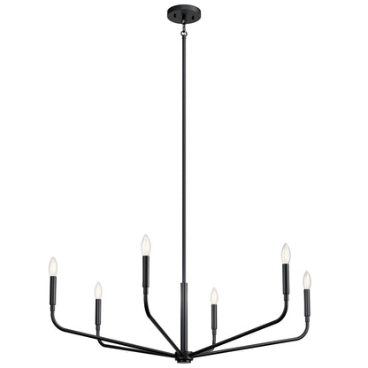 Kichler Madden 18in 6-Light Chandelier | Soft Modern Black Steel | Dining Room & Living Room | 18 in H | Model 52719BK
