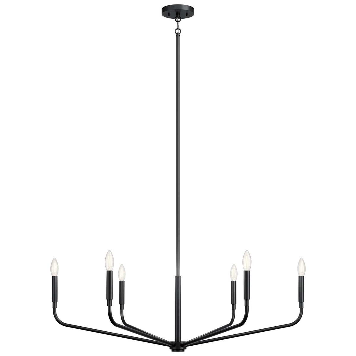Kichler Madden 18in 6-Light Chandelier | Soft Modern Black Steel | Dining Room & Living Room | 18 in H | Model 52719BK