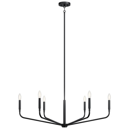 Kichler Madden 18in 6-Light Chandelier | Soft Modern Black Steel | Dining Room & Living Room | 18 in H | Model 52719BK