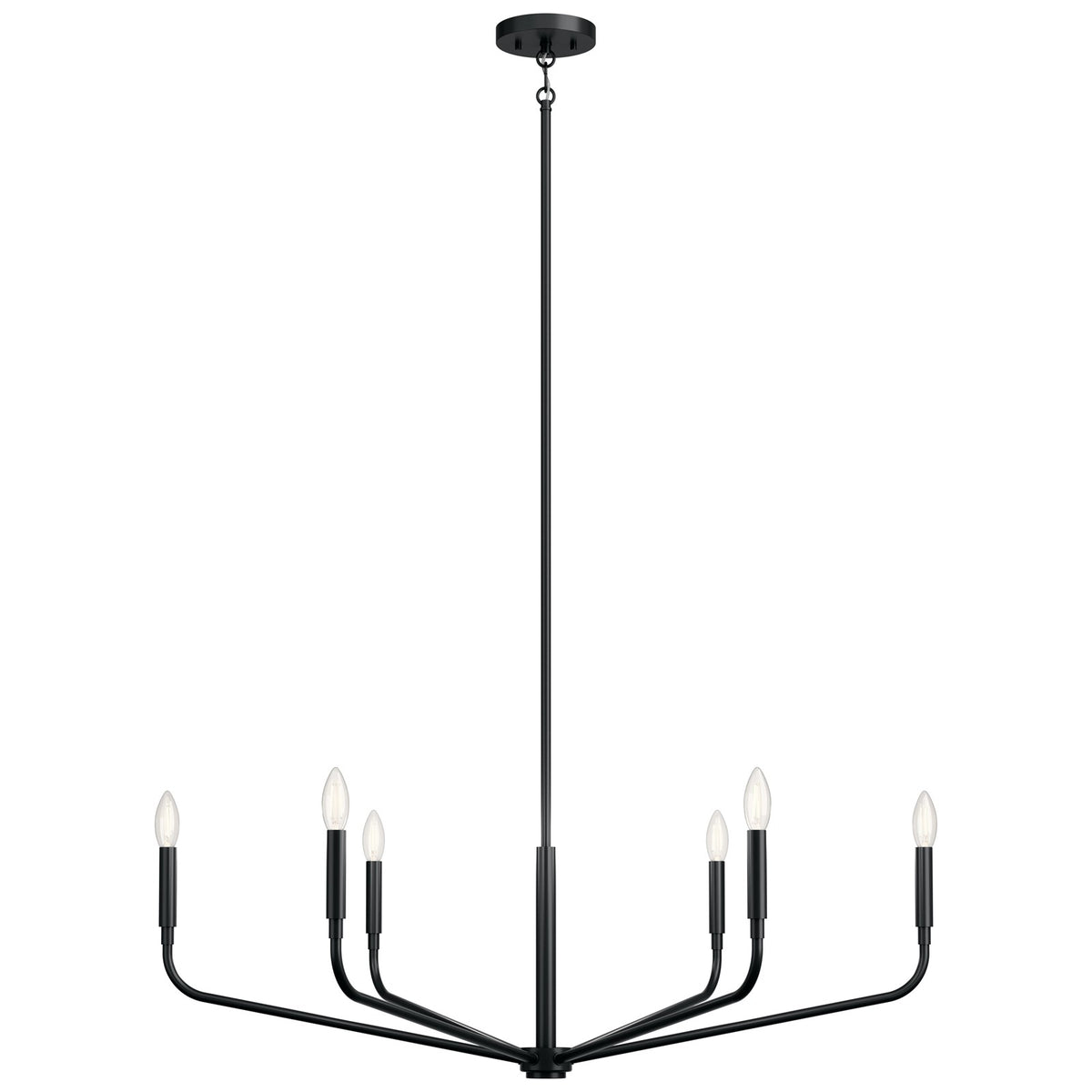 Kichler Madden 18in 6-Light Chandelier | Soft Modern Black Steel | Dining Room & Living Room | 18 in H | Model 52719BK