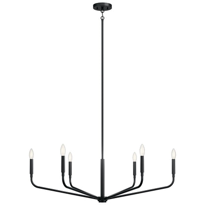 Kichler Madden 18in 6-Light Chandelier | Soft Modern Black Steel | Dining Room & Living Room | 18 in H | Model 52719BK