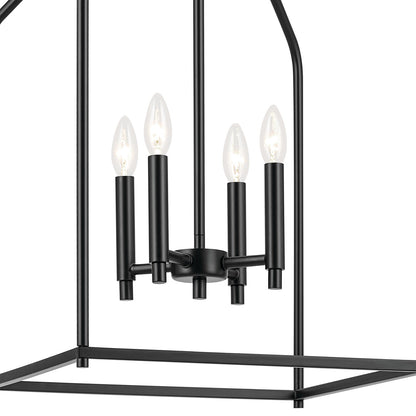 Kichler Madden 16in 4-Light Pendant | Industrial Black Steel | Kitchen Island & Dining Room | 16 x 16 x 25 in | Model 52722BK
