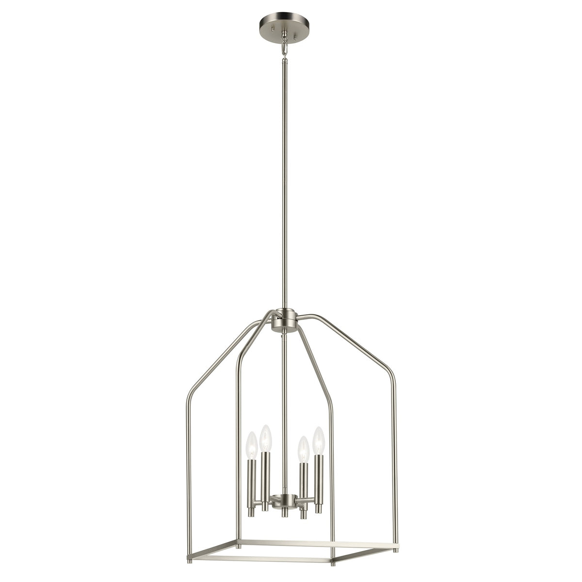 Kichler Madden 4-Light Foyer Pendant | Brushed Nickel Steel | Entryway & Dining Room | 16in W x 25in H, Dimmable | Model 52722NI