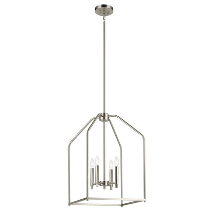 Kichler Madden 4-Light Foyer Pendant | Brushed Nickel Steel | Entryway & Dining Room | 16in W x 25in H, Dimmable | Model 52722NI