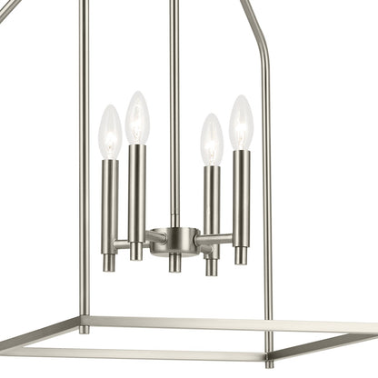 Kichler Madden 4-Light Foyer Pendant | Brushed Nickel Steel | Entryway & Dining Room | 16in W x 25in H, Dimmable | Model 52722NI