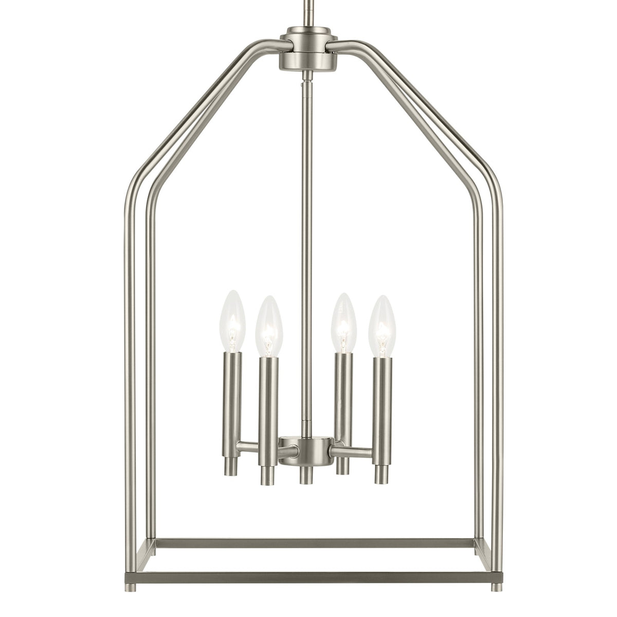 Kichler Madden 4-Light Foyer Pendant | Brushed Nickel Steel | Entryway & Dining Room | 16in W x 25in H, Dimmable | Model 52722NI