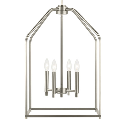 Kichler Madden 4-Light Foyer Pendant | Brushed Nickel Steel | Entryway & Dining Room | 16in W x 25in H, Dimmable | Model 52722NI