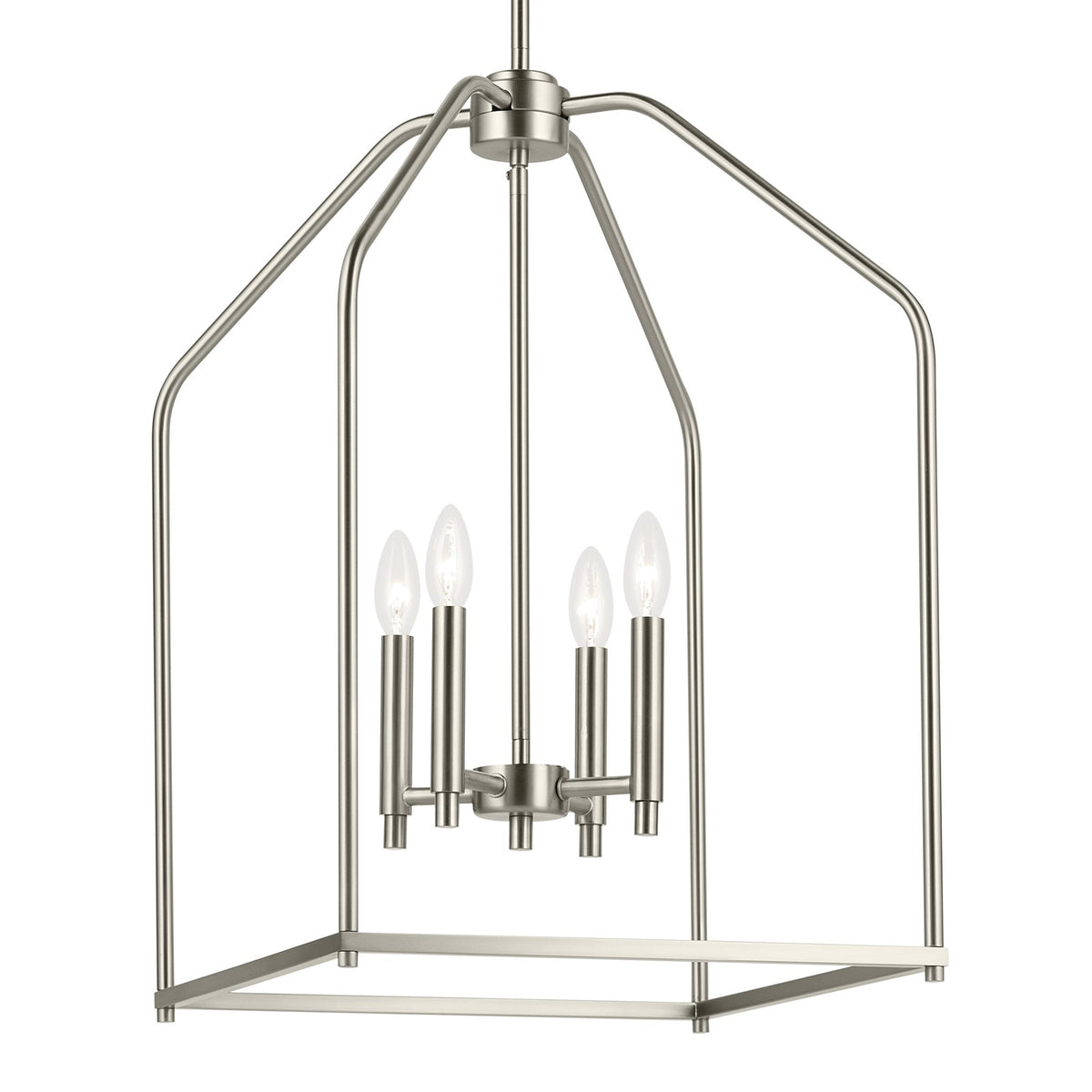 Kichler Madden 4-Light Foyer Pendant | Brushed Nickel Steel | Entryway & Dining Room | 16in W x 25in H, Dimmable | Model 52722NI