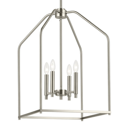 Kichler Madden 4-Light Foyer Pendant | Brushed Nickel Steel | Entryway & Dining Room | 16in W x 25in H, Dimmable | Model 52722NI