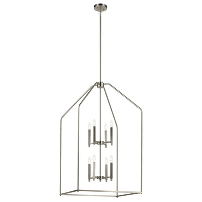 Kichler Madden 24in 8-Light Foyer Pendant | Modern Brushed Nickel | Entryway & Stairwell | 24 x 24 x 43 in | Model 52724NI