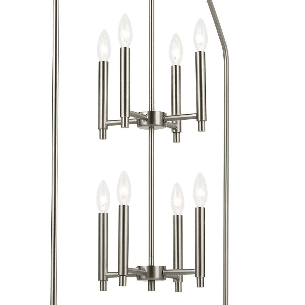 Kichler Madden 24in 8-Light Foyer Pendant | Modern Brushed Nickel | Entryway & Stairwell | 24 x 24 x 43 in | Model 52724NI