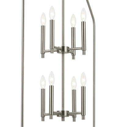 Kichler Madden 24in 8-Light Foyer Pendant | Modern Brushed Nickel | Entryway & Stairwell | 24 x 24 x 43 in | Model 52724NI